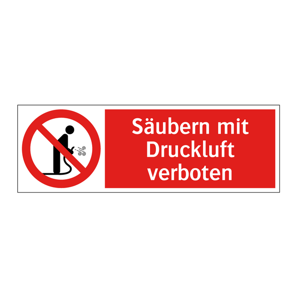 Säubern mit Druckluft verboten