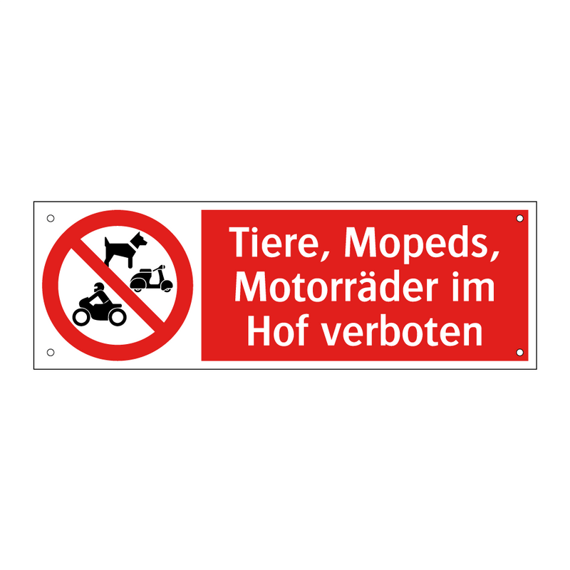 Tiere, Mopeds, Motorräder im Hof verboten