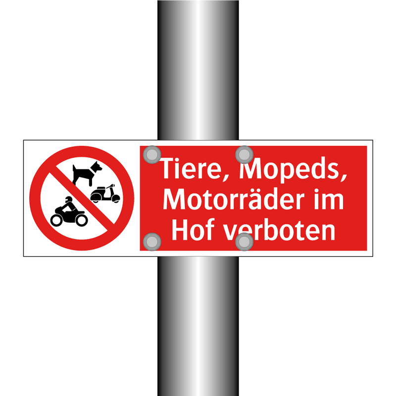 Tiere, Mopeds, Motorräder im Hof verboten