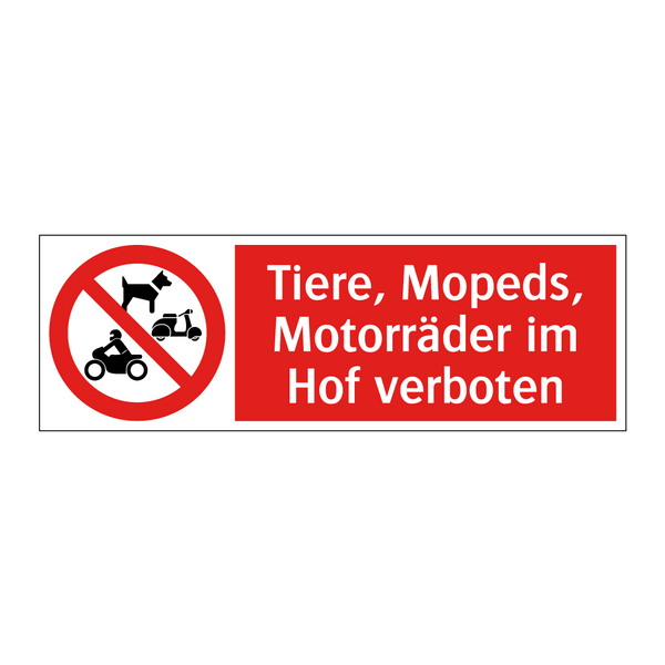 Tiere, Mopeds, Motorräder im Hof verboten