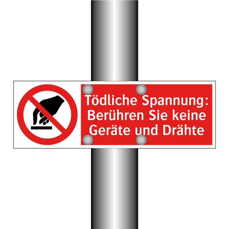 Tödliche Spannung: Berühren Sie keine Geräte und Drähte