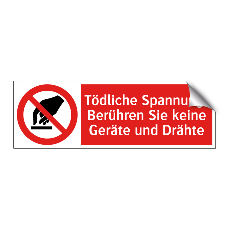 Tödliche Spannung: Berühren Sie keine Geräte und Drähte