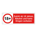 Zutritt ab 18 Jahren. Alkohol und harte Drogen verboten