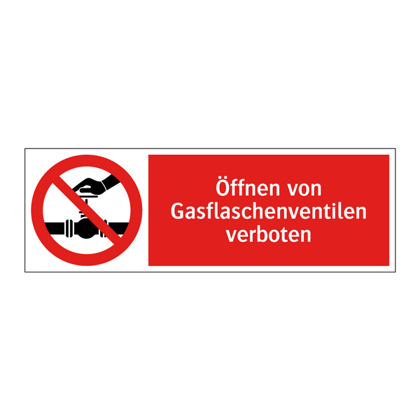 Öffnen von Gasflaschenventilen verboten