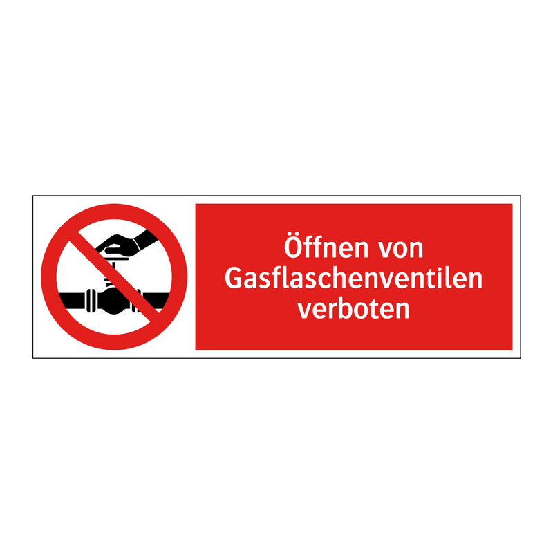 Öffnen von Gasflaschenventilen verboten