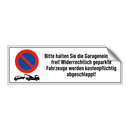 Bitte halten Sie die Garageneinfahrt frei! Widerrechtlich geparkte Fahrzeuge werden kostenpflichtig abgeschleppt!