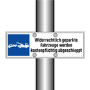 Widerrechtlich geparkte Fahrzeuge werden kostenpflichtig abgeschleppt