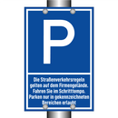 Die Straßenverkehrsregeln gelten auf dem Firmengelände. Fahren Sie im Schritttempo. Parken nur in gekennzeichneten Bereichen erlaubt