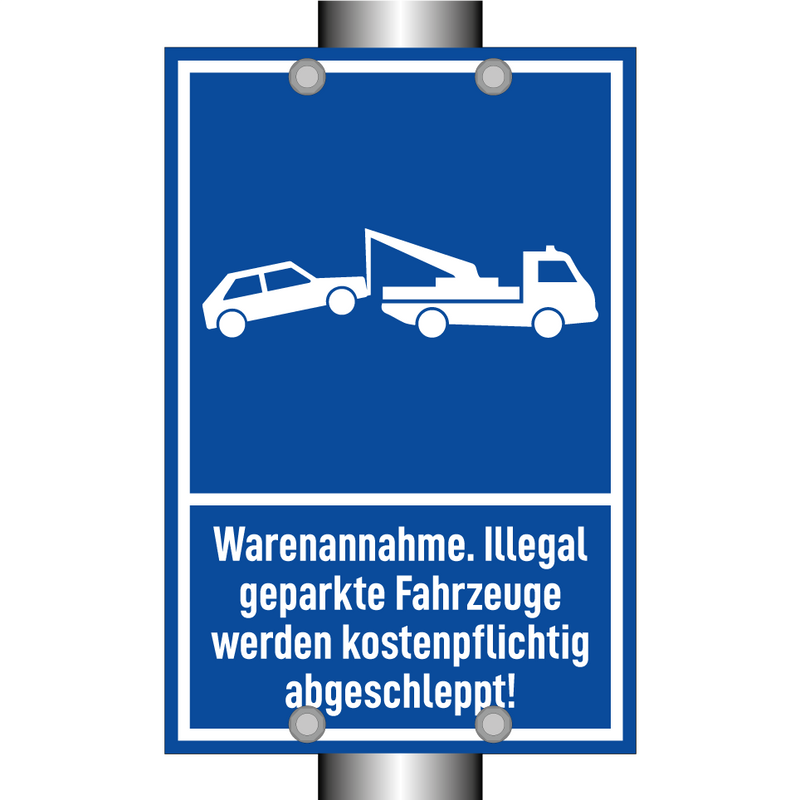 Warenannahme. Illegal geparkte Fahrzeuge werden kostenpflichtig abgeschleppt!
