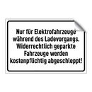 Nur für Elektrofahrzeuge während des Ladevorgangs. Widerrechtlich geparkte Fahrzeuge werden kostenpflichtig abgeschleppt!