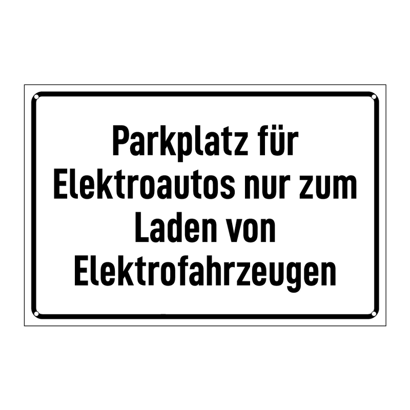 Parkplatz für Elektroautos nur zum Laden von Elektrofahrzeugen