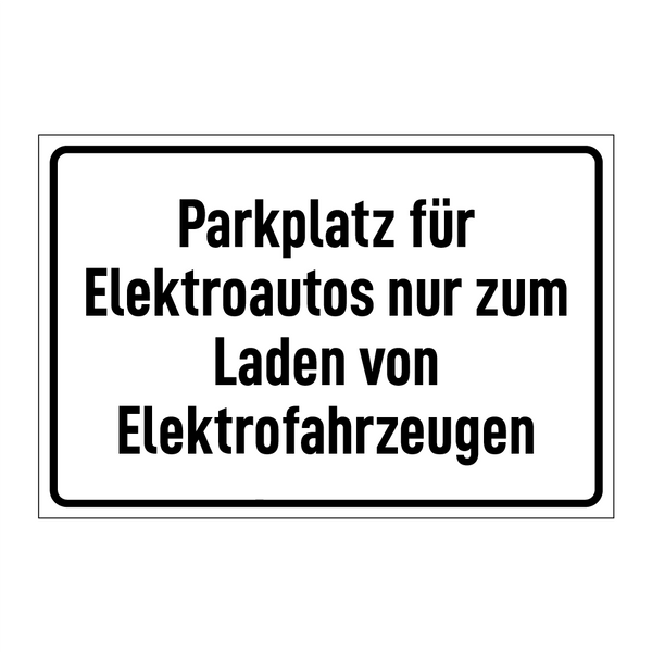 Parkplatz für Elektroautos nur zum Laden von Elektrofahrzeugen
