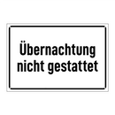 Übernachtung nicht gestattet