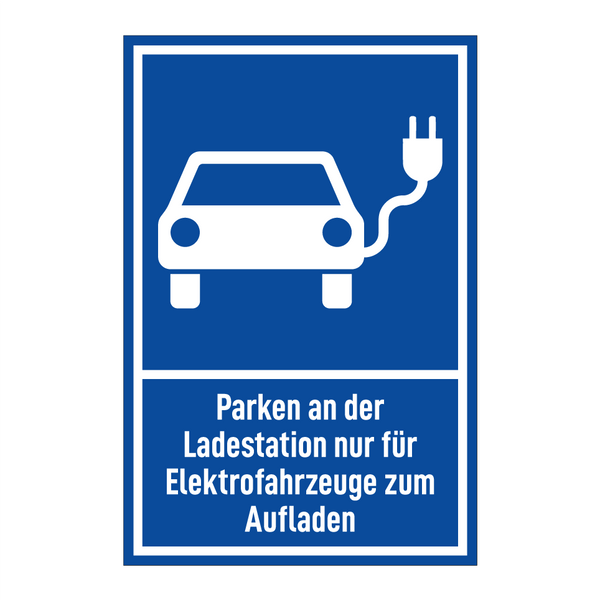 Parken an der Ladestation nur für Elektrofahrzeuge zum Aufladen