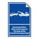 Besucherparkplätze. Widerrechtlich geparkte Fahrzeuge werden kostenpflichtig abgeschleppt!