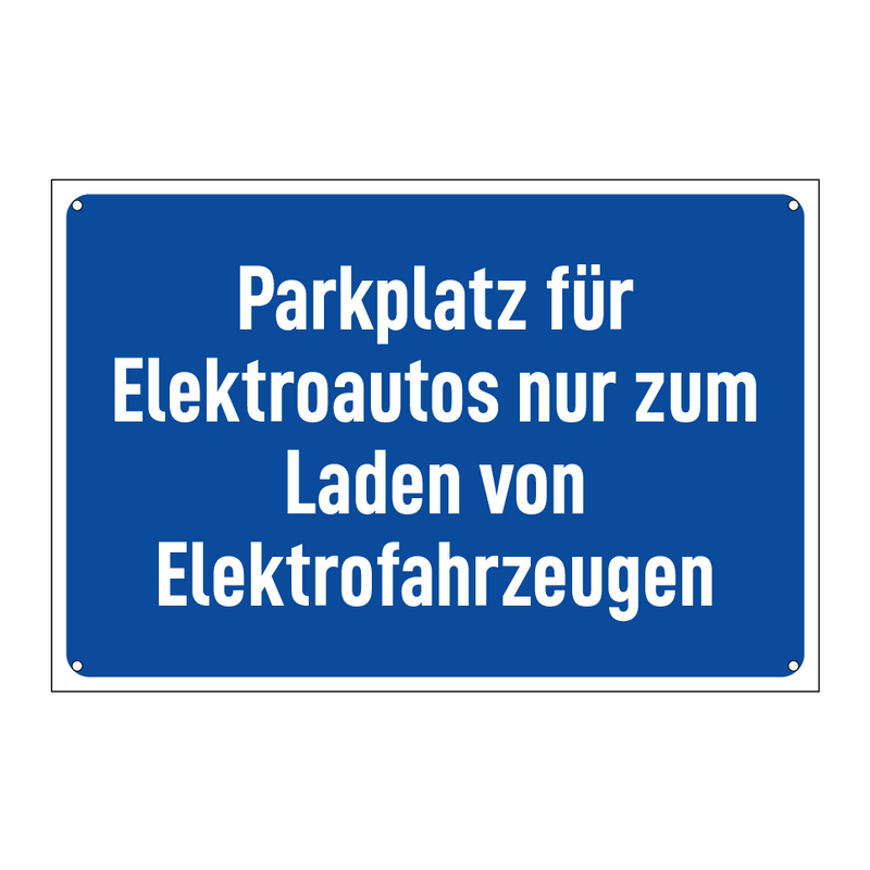 Parkplatz für Elektroautos nur zum Laden von Elektrofahrzeugen