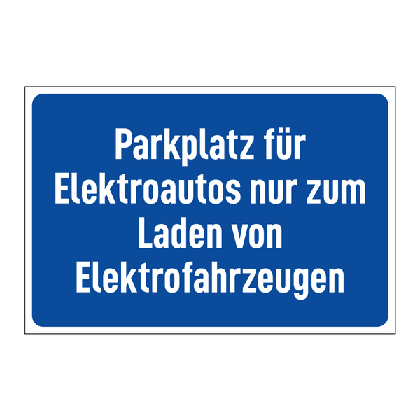Parkplatz für Elektroautos nur zum Laden von Elektrofahrzeugen