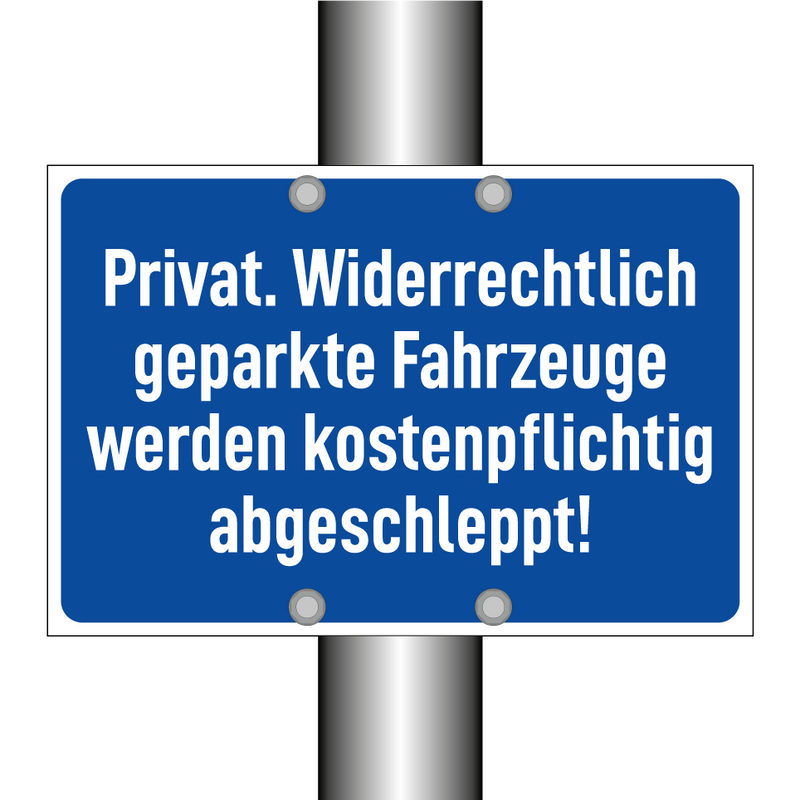 Privat. Widerrechtlich geparkte Fahrzeuge werden kostenpflichtig abgeschleppt!