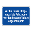 Nur für Busse. Illegal geparkte Fahrzeuge werden kostenpflichtig abgeschleppt!