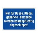 Nur für Busse. Illegal geparkte Fahrzeuge werden kostenpflichtig abgeschleppt!