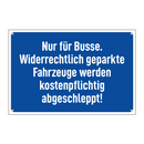 Nur für Busse. Widerrechtlich geparkte Fahrzeuge werden kostenpflichtig abgeschleppt!