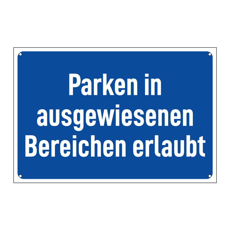 Parken in ausgewiesenen Bereichen erlaubt