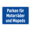 Parken für Motorräder und Mopeds