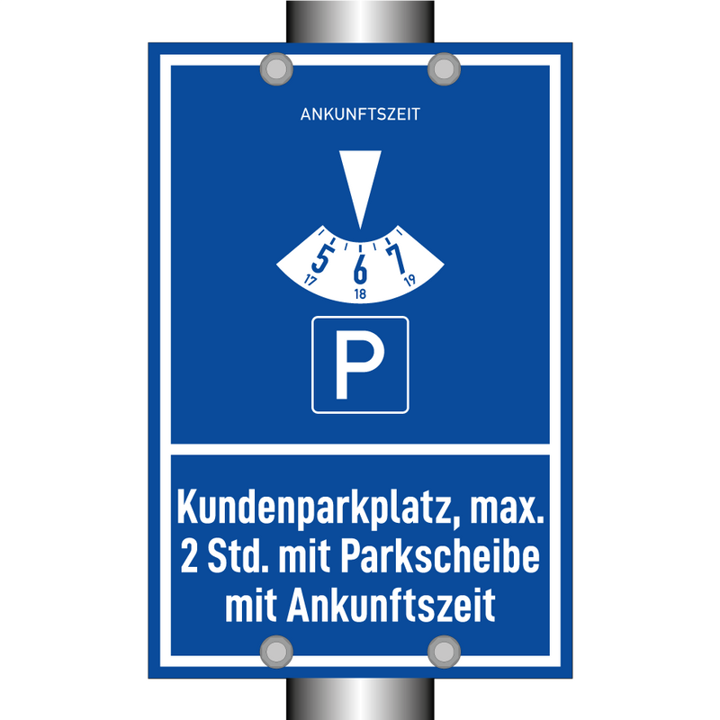 Kundenparkplatz, max. 2 Std. mit Parkscheibe mit Ankunftszeit