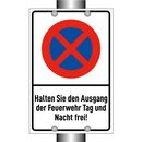 Halten Sie den Ausgang der Feuerwehr Tag und Nacht frei!