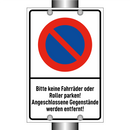 Bitte keine Fahrräder oder Roller parken! Angeschlossene Gegenstände werden entfernt!