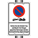 Halten Sie die Einfahrt Tag und Nacht frei! Illegal geparkte Fahrzeuge werden kostenpflichtig abgeschleppt!