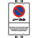 Kein Parken auf der Feuerwehrzufahrt! Illegal geparkte Fahrzeuge werden kostenpflichtig abgeschleppt!