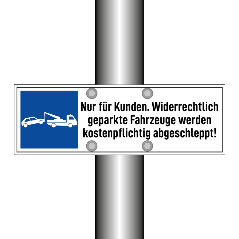 Nur für Kunden. Widerrechtlich geparkte Fahrzeuge werden kostenpflichtig abgeschleppt!