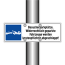 Besucherparkplätze. Widerrechtlich geparkte Fahrzeuge werden kostenpflichtig abgeschleppt!