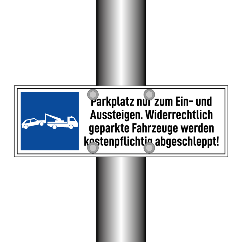Parkplatz nur zum Ein- und Aussteigen. Widerrechtlich geparkte Fahrzeuge werden kostenpflichtig abgeschleppt!