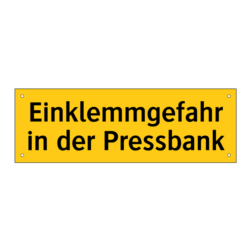Einklemmgefahr in der Pressbank