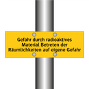 Gefahr durch radioaktives Material Betreten der Räumlichkeiten auf eigene Gefahr