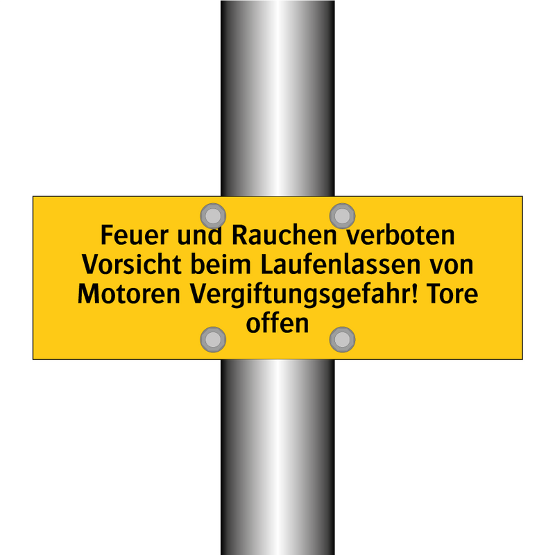 Feuer und Rauchen verboten Vorsicht beim Laufenlassen von Motoren Vergiftungsgefahr! Tore offen