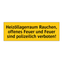 Heizöllagerraum Rauchen, offenes Feuer und Feuer sind polizeilich verboten!