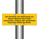 Das Einatmen von Asbeststaub aus diesem Material kann Krebs verursachen. Längere oder wiederholte Exposition erhöht das Risiko.