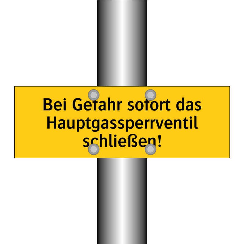 Bei Gefahr sofort das Hauptgassperrventil schließen!
