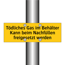 Tödliches Gas im Behälter Kann beim Nachfüllen freigesetzt werden