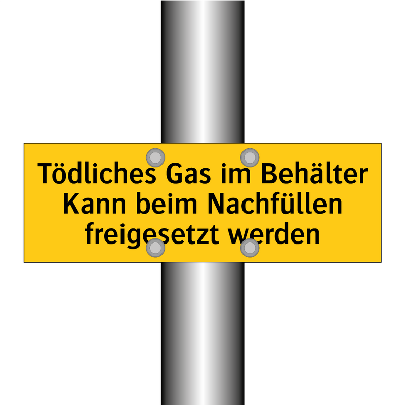 Tödliches Gas im Behälter Kann beim Nachfüllen freigesetzt werden