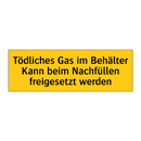Tödliches Gas im Behälter Kann beim Nachfüllen freigesetzt werden