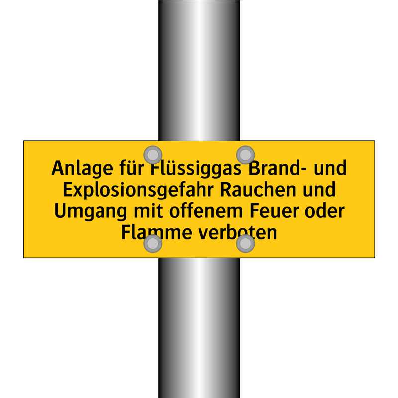 Anlage für Flüssiggas Brand- und Explosionsgefahr Rauchen und Umgang mit offenem Feuer oder Flamme verboten