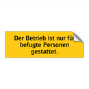 Der Betrieb ist nur für befugte Personen gestattet.