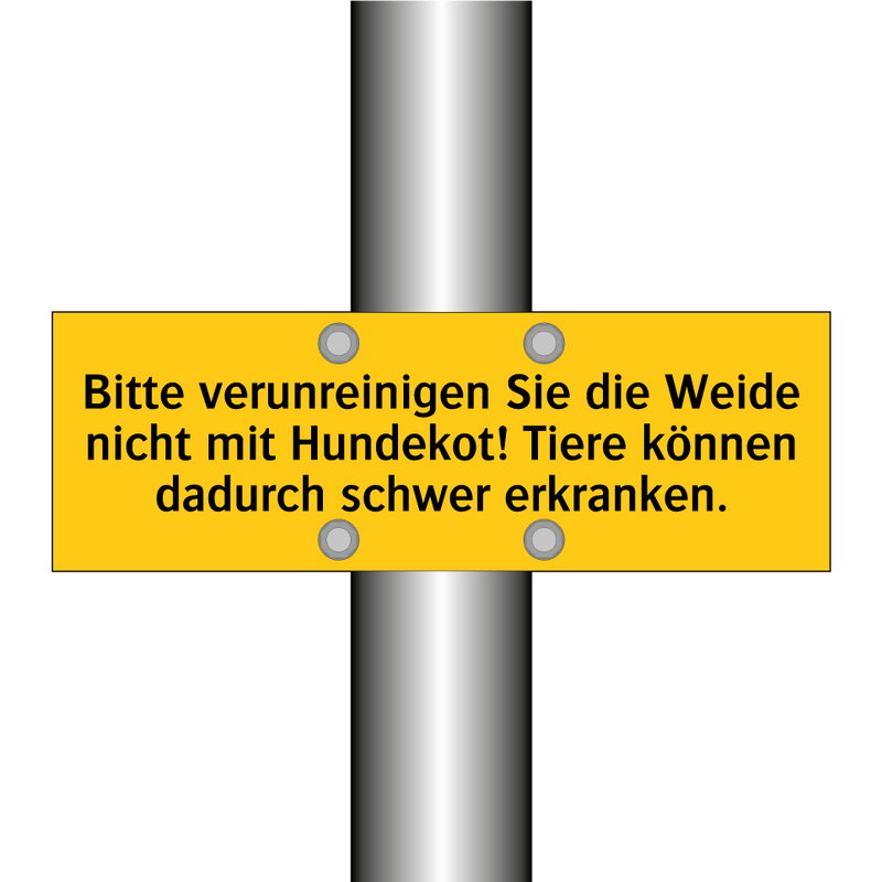 Bitte verunreinigen Sie die Weide nicht mit Hundekot! Tiere können dadurch schwer erkranken.