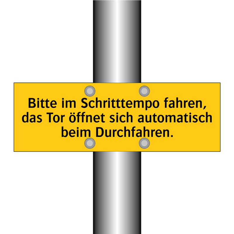 Bitte im Schritttempo fahren, das Tor öffnet sich automatisch beim Durchfahren.
