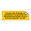 Achtung Jeder Diebstahl und Vandalismus wird gemeldet. Bei Nichteinhaltung erheben wir eine Bearbeitungsgebühr von 50€.