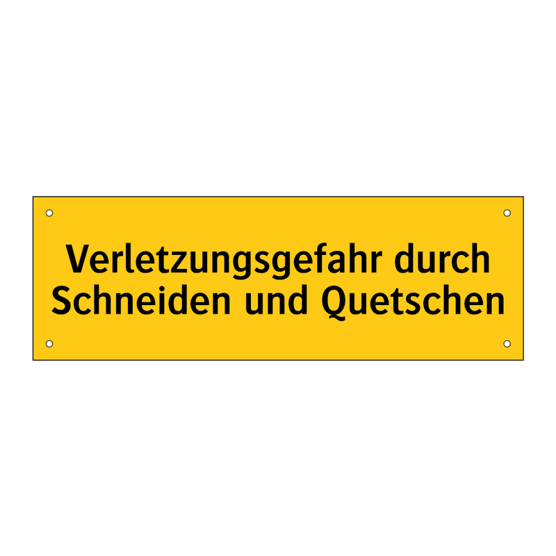 Verletzungsgefahr durch Schneiden und Quetschen